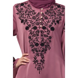 Nazneen Neck and Sleeve Resham Embroidered  A line Party Abaya