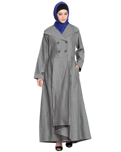 Nazneen Double Breasted Pleated Coat Abaya