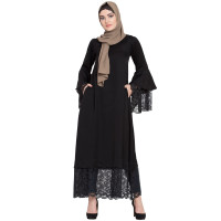 Nazneen Bell Sleeve Lace At Bottom And Sleeve Fancy Abaya