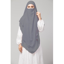 Nazneen Triangle tow layers tie at back Ready to wear Hijab cum Naqab