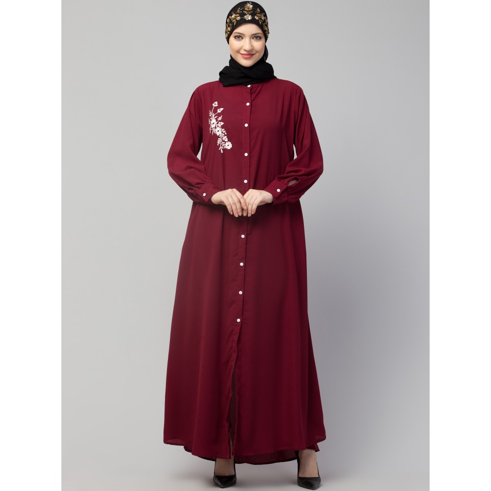 Nazneen Front Open with Embroidery Casual Abaya