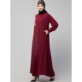 Nazneen Front Open with Embroidery Casual Abaya