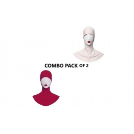 Nazneen Stretchable Under Hijab Ninja cap Combo pack of 2 (Maroon & White)