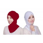 Nazneen Stretchable Under Hijab Ninja cap Combo pack of 2 (Maroon & White)