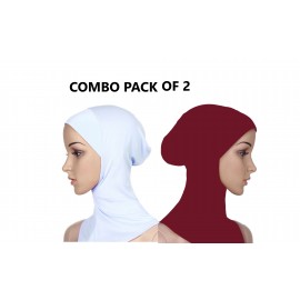 Nazneen Stretchable Under Hijab Ninja cap Combo pack of 2 (Maroon & White)