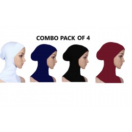 Nazneen Stretchable Under Hijab Ninja cap Combo pack of 4 (Maroon, White, Black & Navy)