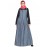 Nazneen Front Open Contrast Jersey And Chambray Straps Abaya