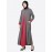Nazneen Contrast Yoke Grey/Wine Casual Abaya