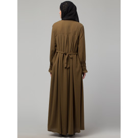 Nazneen Pleats at chest Smoking Sleeve Casual Abaya / Naqab/ Burqa