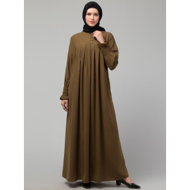 Nazneen Pleats at chest Smoking Sleeve Casual Abaya / Naqab/ Burqa