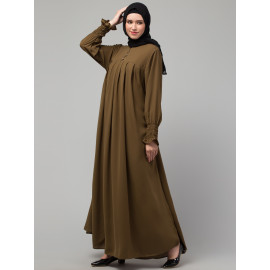 Nazneen Pleats at chest Smoking Sleeve Casual Abaya / Naqab/ Burqa