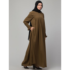 Nazneen Pleats at chest Smoking Sleeve Casual Abaya / Naqab/ Burqa