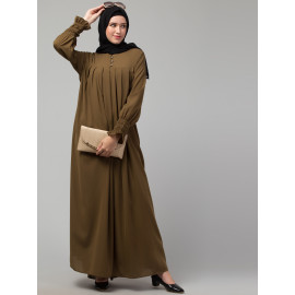 Nazneen Pleats at chest Smoking Sleeve Casual Abaya / Naqab/ Burqa