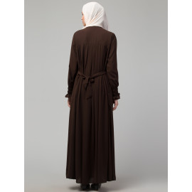 Nazneen Pleats at chest Smoking Sleeve Casual Abaya / Naqab/ Burqa