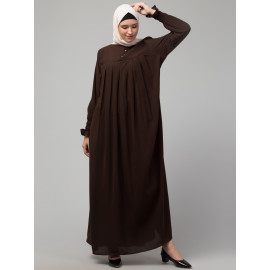 Nazneen Pleats at chest Smoking Sleeve Casual Abaya / Naqab/ Burqa