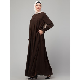 Nazneen Pleats at chest Smoking Sleeve Casual Abaya / Naqab/ Burqa