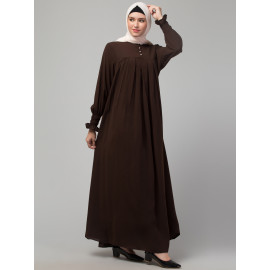 Nazneen Pleats at chest Smoking Sleeve Casual Abaya / Naqab/ Burqa