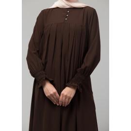 Nazneen Pleats at chest Smoking Sleeve Casual Abaya / Naqab/ Burqa