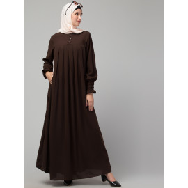 Nazneen Pleats at chest Smoking Sleeve Casual Abaya / Naqab/ Burqa