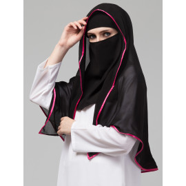 Nazneen Butterfly Arabian hijab With nose piece with Satin tape