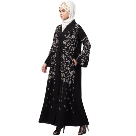 Nazneen full Zari embroidered front open part Abaya