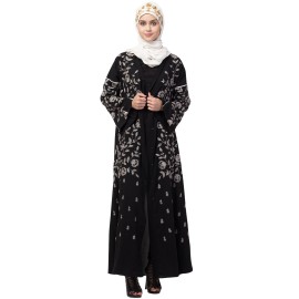 Nazneen full Zari embroidered front open part Abaya