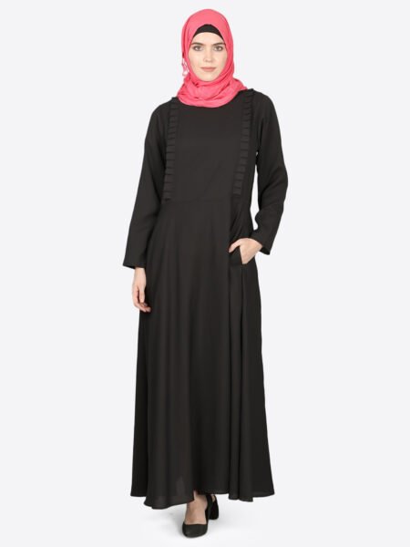 Nazneen Frill Casual A-Line Abaya with Side Pockets & Belt Loop