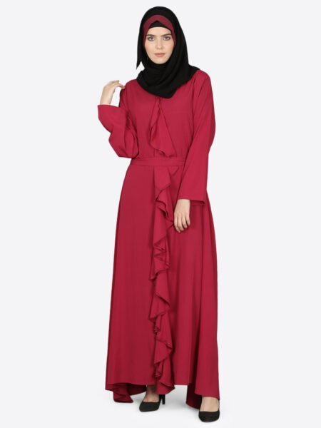 Nazneen Double Front Frill Casual A-Line Abaya