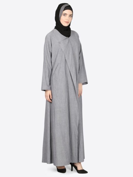Nazneen Executive Wrap Around Coat Abaya in Cotton Chambray