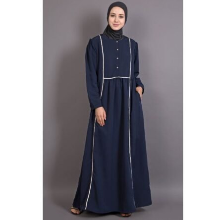 Nazneen Bohemian Contrast Lace Abaya with Decorative Button Detail