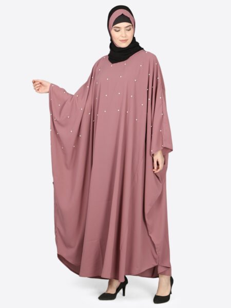 Nazneen Sophisticated Pearl-Beaded Mauve Kaftan