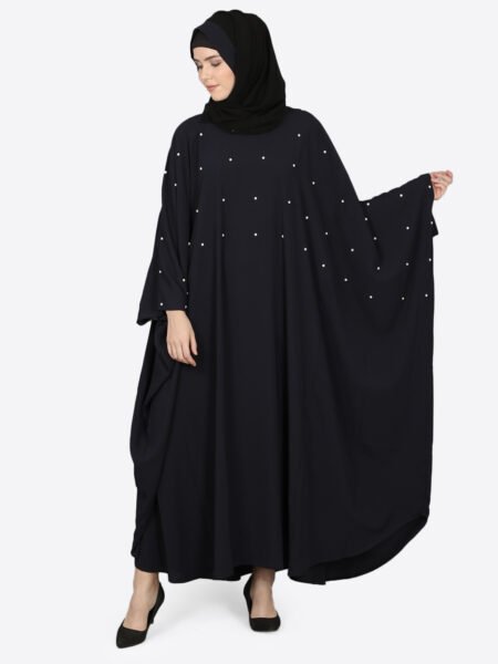 Nazneen Sophisticated Pearl-Beaded Black Kaftan