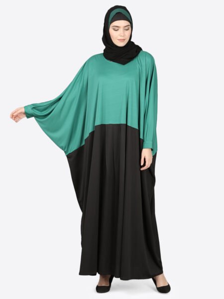Elegant Two-Tone Color-Block Kaftan Abaya