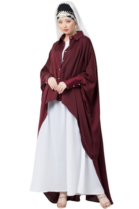 Nazneen Contemporary Front-Open Shirt-Style Kaftan & Inner Abaya Set