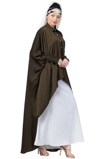 Nazneen Contemporary Front-Open Shirt-Style Kaftan & Inner Abaya Set