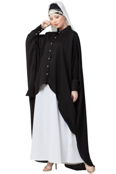 Nazneen Contemporary Front-Open Shirt-Style Kaftan & Inner Abaya Set