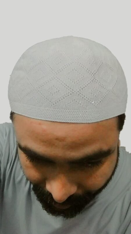 NAZNEEN Men's Muslim Prayer Cap (Turkey Namaz Topi) – Free Size, White Cotton Skull Cap for Salah, Ramadan, Eid, Hajj & Umrah