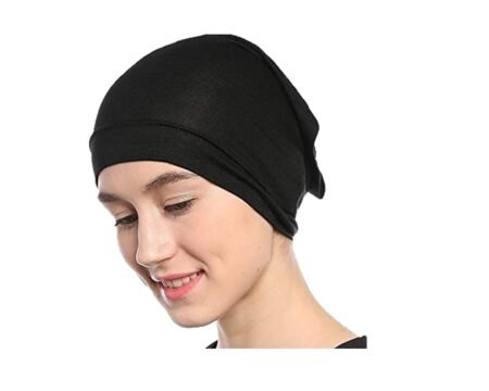 Nazneen Women's Tube Hijab Bonnet Cap Under Scarf Pullover – Black