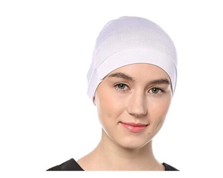 Nazneen Women's Tube Hijab Bonnet Cap Under Scarf Pullover – White