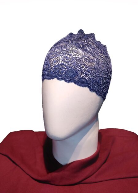 Nazneen Stretchable Floral Net Lace Under Hijab Tube Cap – Navy Blue
