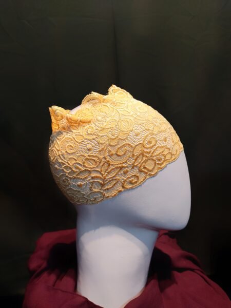 Nazneen Stretchable Floral Net Lace Under Hijab Tube Cap – Yellow