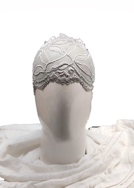 Nazneen Stretchable Floral Net Lace Under Hijab Tube Cap – Grey